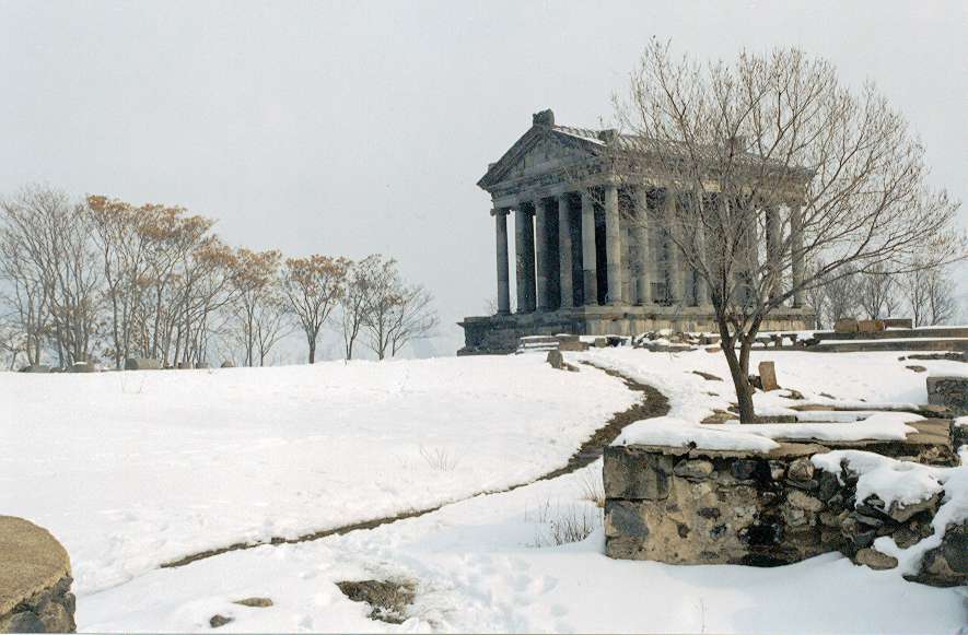 Temple of Garni in snow